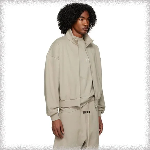 Fear Of God Essentials Zipped Stand Collar Fleece Sweatshirt Jacket Gray - Picture 2 of 4